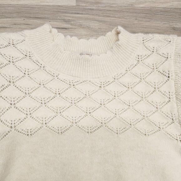 Skies Are Blue Womens Ivory Sweater Size XS Scalloped Pullover - Picture 5 of 9